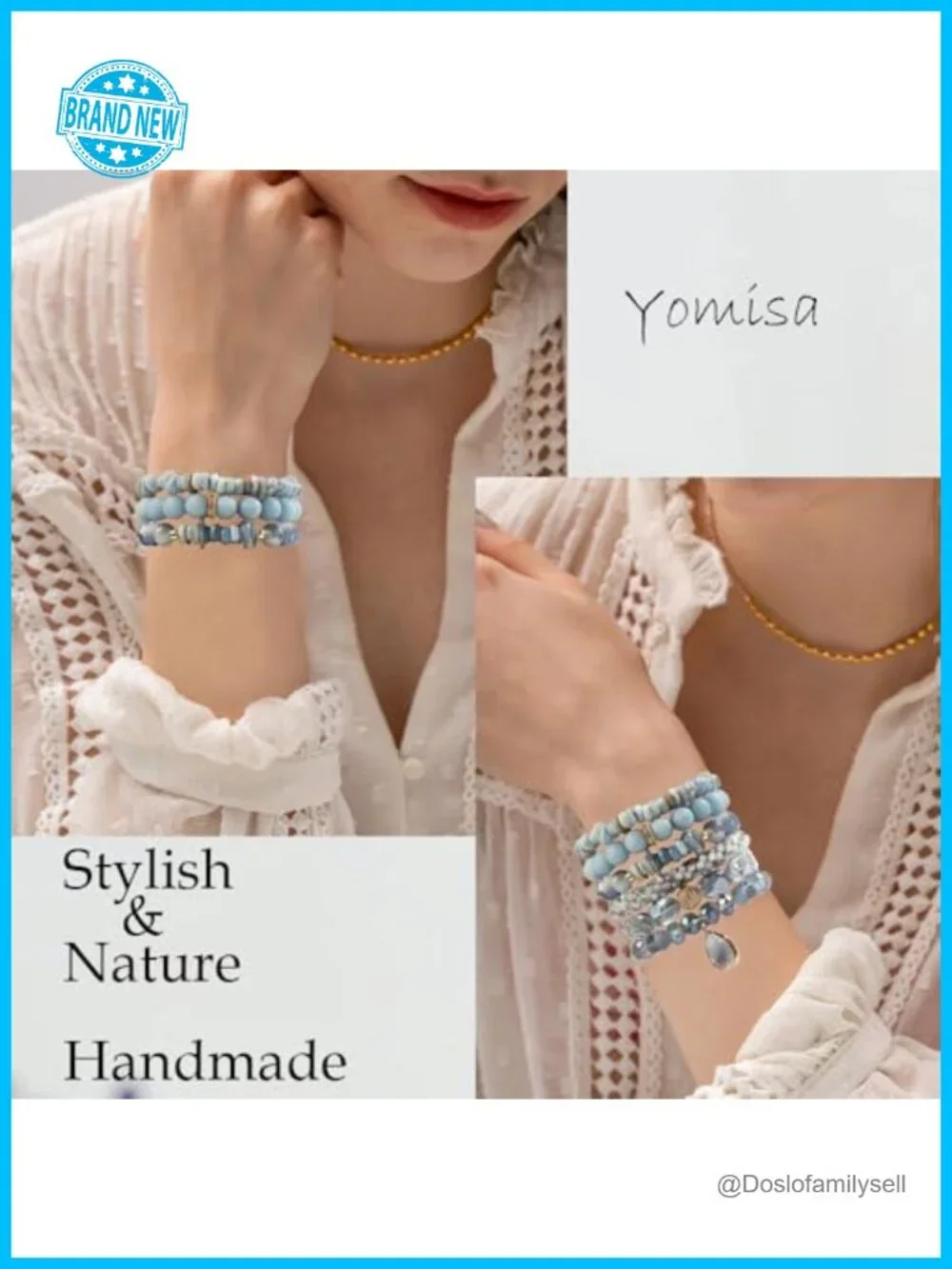 Multilayer Natural Stone Beaded Bracelets Bangle Set Handmade Stretch Boho
